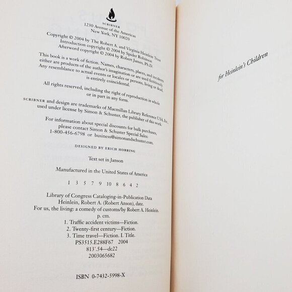 For Us The Living Robert A. Heinlein Book Hardcover HCDJ 2004 Seemingly Unread - Picture 6 of 11